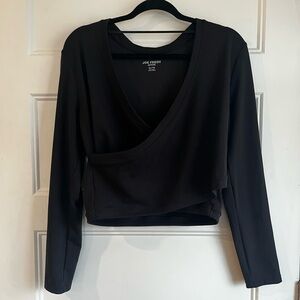 Joe Fresh Active Women’s Black Long Sleeve Wrap Crop Top | XL